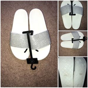 White bling slides